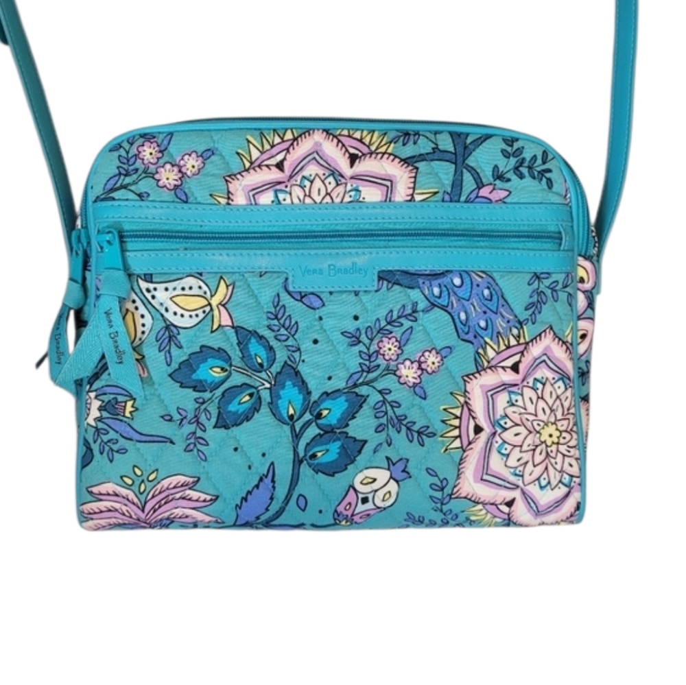 Vera Bradley Crossbody Purse with Tri Fold Wallet in Peacock Garden - Picture 4 of 15
